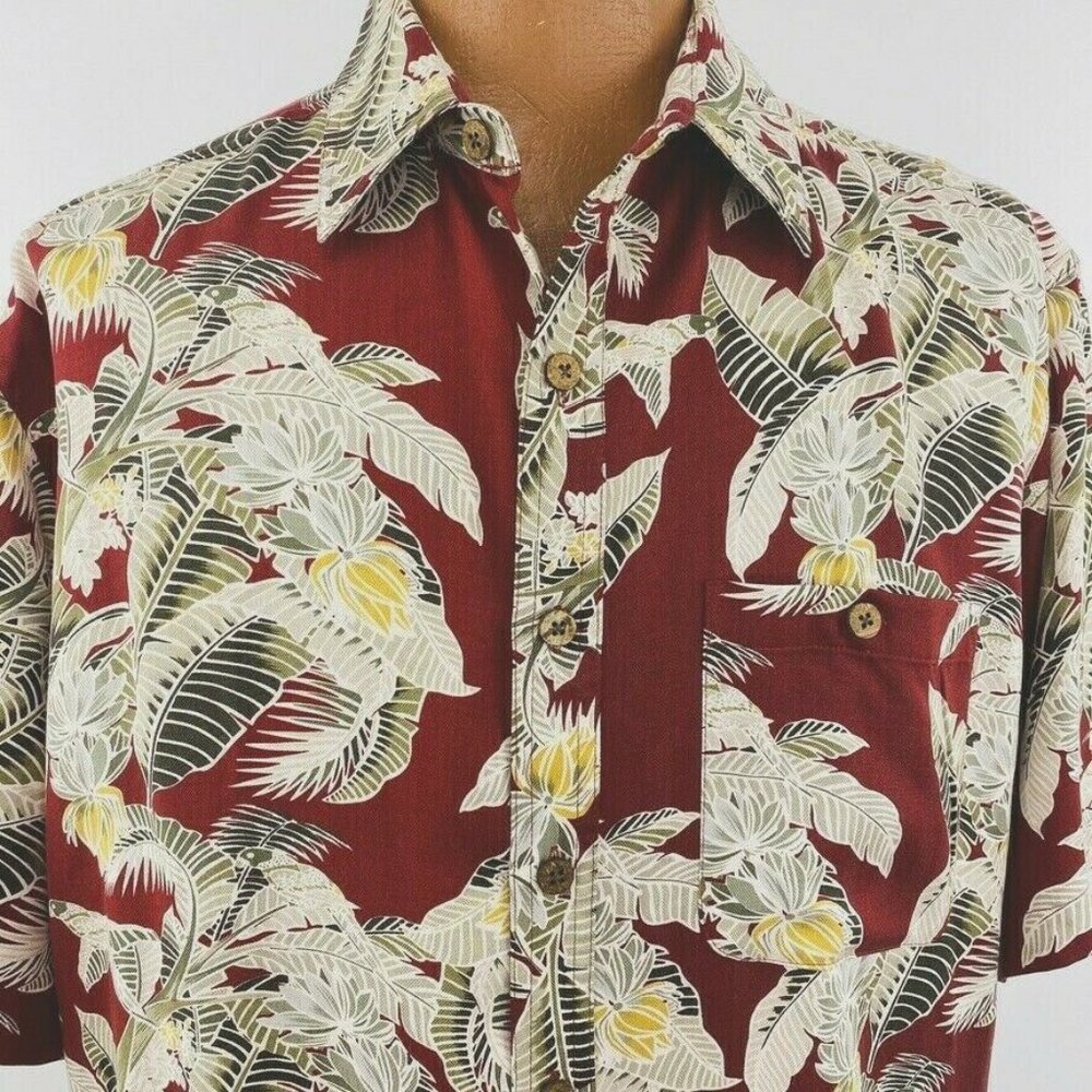 Island Republic Hawaiian Aloha XL Shirt Burgundy